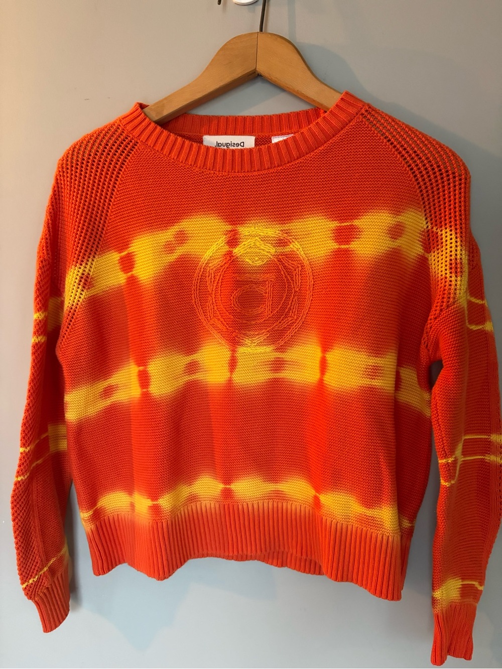 Desigual Orange & Yellow Tie-Dye Crewneck Sweater